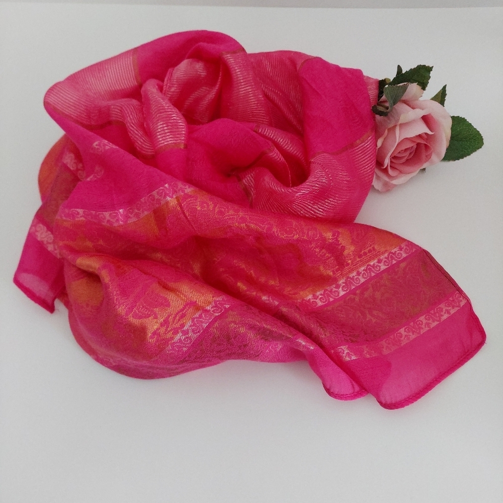 100% Pure Silk Shoulder Wrap Scarf Pink Silk Pashmina